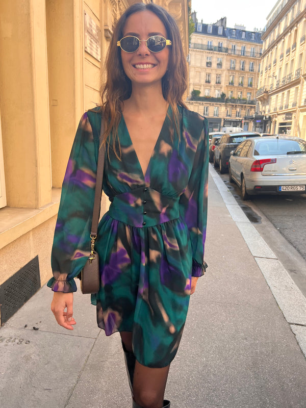 Robe Jodina vert et violet