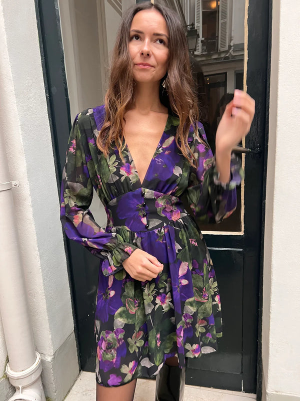 Robe Jodina fleurs violettes