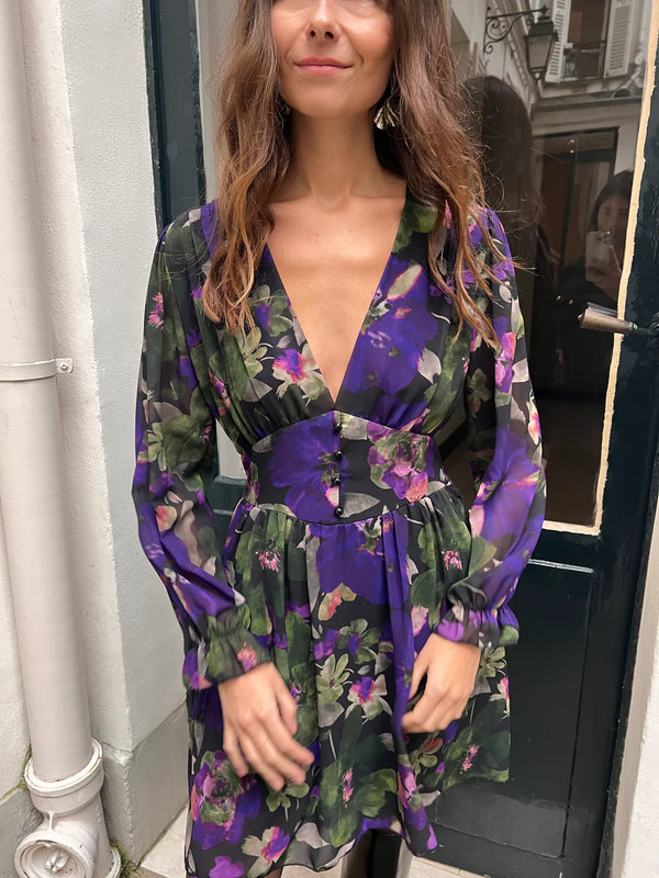 Robe Jodina fleurs violettes