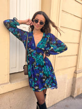 Robe Jodina vert bleu et noir