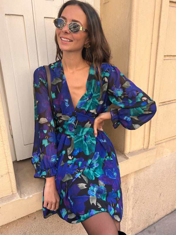 Robe Jodina vert bleu et noir