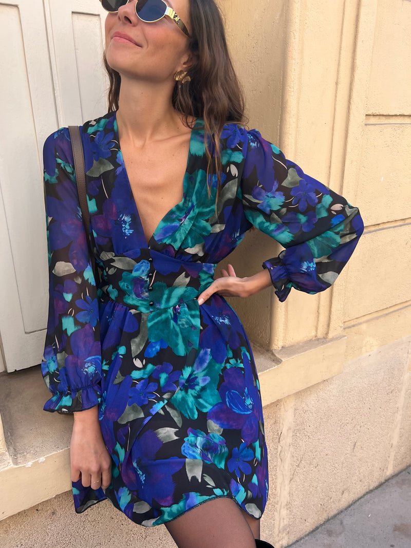 Robe Jodina vert bleu et noir