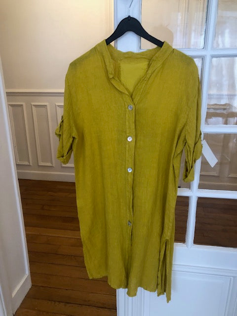 Robe Chemise Lin Miara Moutarde