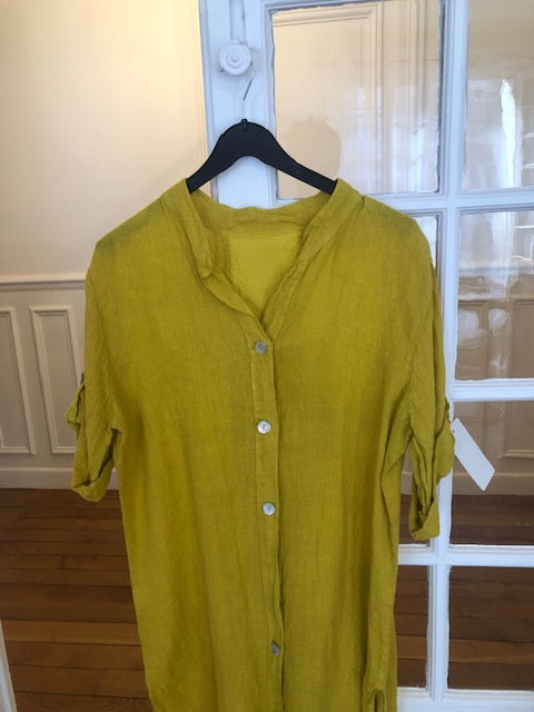 Robe Chemise Lin Miara Moutarde