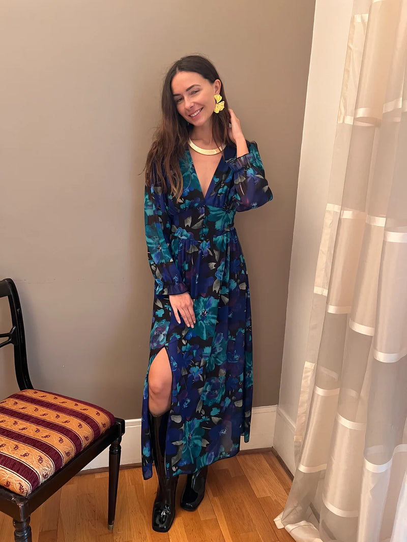 Robe Ania imprimé bleu